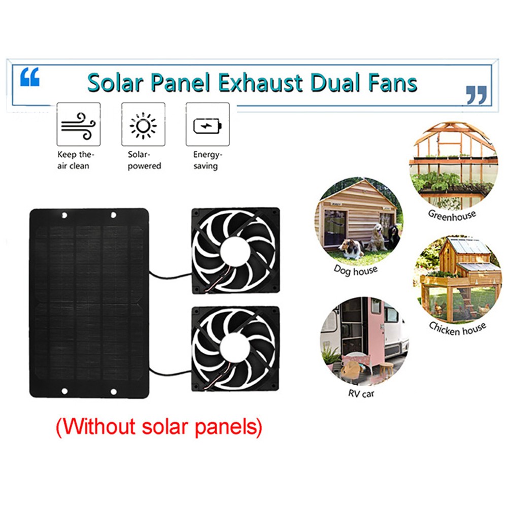 Solar Panel Fan Kit, 10W 12V Solar Powered Dual Fans Outdoor,portable ...