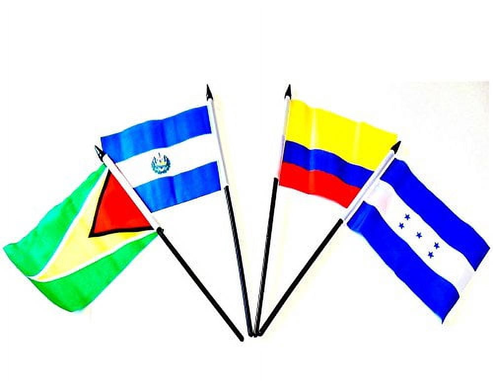 CENTRAL and SOUTH AMERICA WORLD FLAG SET with BASE--20 Polyester 4"x6" Flags, One Flag for Each Country in Latin America, 4x6 Miniature Desk & Table Flags, Small Mini Stick Flags