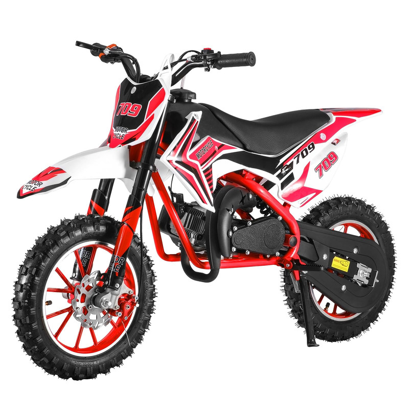 49cc Kid Dirt Bike,2-Stroke Gas Power Motocross Bike for Kids with Off-Rode Tire, Pocket Rocket Bike with Front Rear Disc Brakes, Off Road Mini Motorcycle, Racing Max Speed 40KM/H