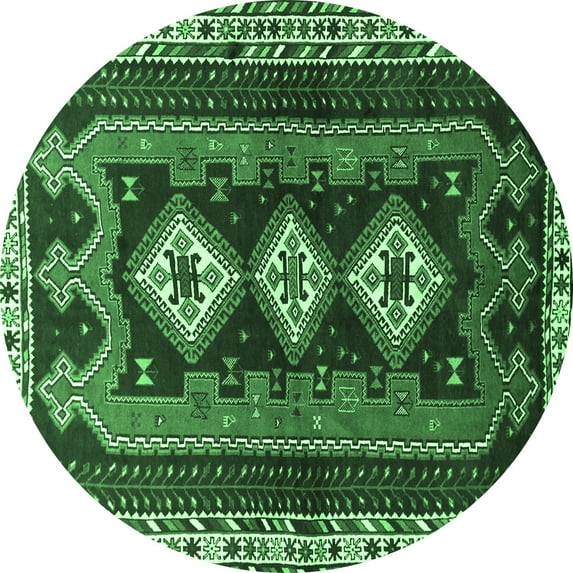Ahgly Company Indoor Round Persian Emerald Green Traditional Area Rugs, 8' Round