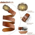 thumbnail image 3 of Western Belt for Women Men Cowboys Cowgirls Carving Leather Country Belts Bullhead Buckles, 3 of 7