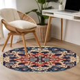 thumbnail image 5 of Bohemia Flower Round Area&nbsp;Rug 3.3ft Vintage Boho Ethnic Farmhouse Orange Floral Pattern Non-Slip&nbsp;Washable Circle Rugs Soft Felt Indoor Floor Mat for Bedroom Kitchen Living Room Bathroom, 5 of 9