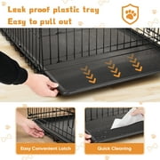 EDX Big Dog Crate with Divider Panel, 48 Inch Double Door Folding Metal Wire Dog Cage with Plastic Leak-Proof Pan Tray