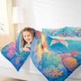 thumbnail image 3 of Feelyou Kawaii Ocean Mermaid Bedding Comforter Set for Kids Boys Girls, Starfish Coral Wildlife Queen Bedding Sets, Blue, Grey Reversible, 7 Pieces, 3 of 7