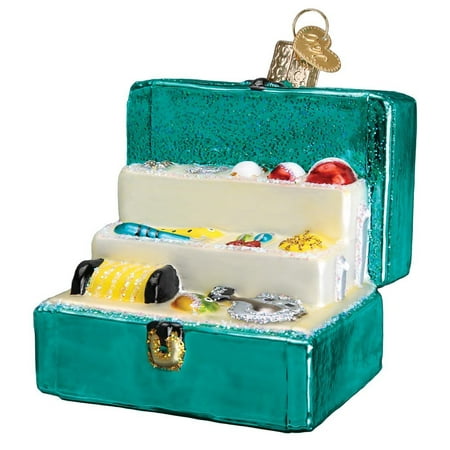 Old World Christmas Tackle Box Glass Ornament 44123 FREE BOX Fishing Tools (Best Fishing Christmas Gifts)
