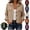 Beige, variant on Womens Long Sleeve Cropped Jacket Lapel Button Down Casual Shacket with Pockets for Daily Outdoor Wear