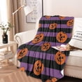 thumbnail image 2 of Halloween Purple and Black Striped Pumpkins Round Blanket,Comfortable Soft Flannel Throw Blanket,All Season,Warm Lightweight Blankets for Sofa Bed Couch Living Room Chair 60"x60", 2 of 5