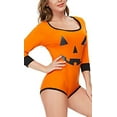 thumbnail image 2 of CutiePlusU Cotton Button Crotch Bodysuit Romper Onesie Pajamas - Little devil onesie Orange S, 2 of 5
