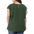 thumbnail image 4 of TANGNADE Women's Summer Plus Size Ruffle Sleeve Shirt Top Polka Dot Chiffon Blouse Green + XXL, 4 of 6