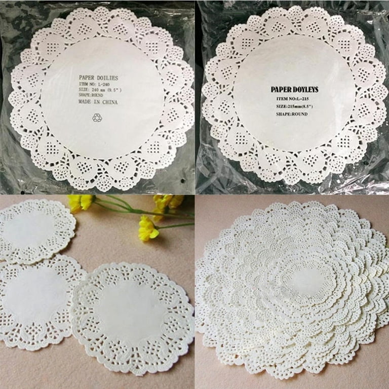 Xiec 100pcs Round Paper Lace Doilies Cake Meat Party Wedding Baking Decoration, Size: 10.5