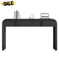 thumbnail image 2 of GZXS 55" Modern Curved Entryway Console Table with 2 Fluted Drawers, 220lbs Weight Capacity, Accent Sofa Table with Rounded Silhouette for Living Room, Black, 2 of 9