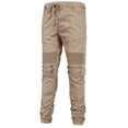 thumbnail image 2 of J. METHOD Men’s Jogger Pants Casual Moto Biker Zipper Slim Fit French Terry Fleece Tapered Leg Elastic Waist NEMP20 Khaki M, 2 of 6