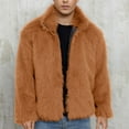 thumbnail image 6 of Fengqque Mens Lapel Faux Fur Jacket Long Sleeve Turn Down Collar Furry Coat Winter Warm Fluffy Furry Cardigans Outerwear Orange XL(XL), 6 of 9