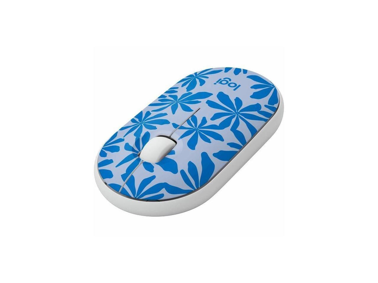 Logitech M340 Wireless Mouse with Limited Edition Prints  USB Receiver and Silent Clicks  Portable Wireless Mouse for Laptop  PC  Windows  Chrome  Surface - Blue Floral