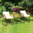 thumbnail image 3 of Costway 3PCS Patio Rattan Bistro Set All-Weather Cushioned Chair Table White, 3 of 10