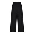 thumbnail image 5 of Wycnly Pants for Women Womens Plus Size Trousers Business Casual Button Down Mid Waist Loose Wide Leg Pants Leisure Solid Cotton Linen Pleated Long Pants with Pocket, 5 of 7
