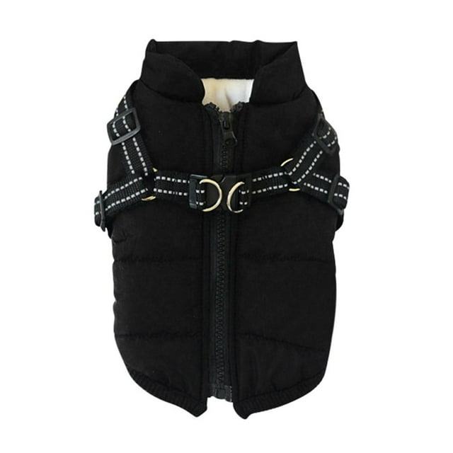 Pet Dog Jacket With Harness Windproof Winter Pet Dog Padded Coat Clothes