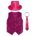 thumbnail image 3 of inhzoy Kids Boys Girls Jazz Hip-Hop Dance Dazzled Jacket Shiny Sequins Vest Hot Pink-A 120, 3 of 5