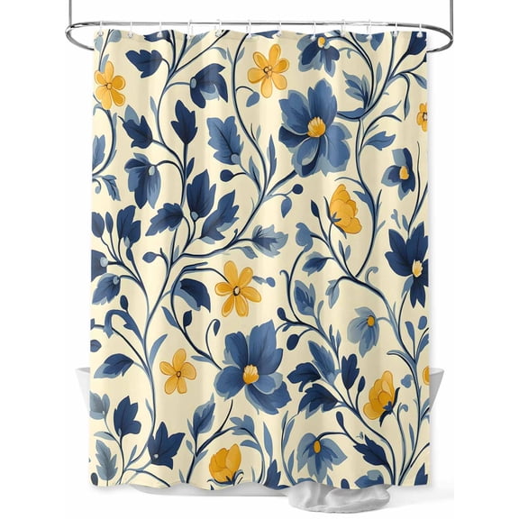 Fsddascl Spring Botanical Art Shower Curtain Set - Extra Long 72" x 96" Washable Bathtub Curtain with 12 Hooks, Spring Floral Summer Flower Waterproof Fabric Stall Shower Curtains for Bathroom