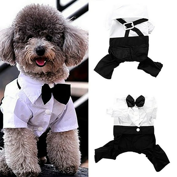 jiaroswwei Dog Bow Tie Suit Portable with Strap Cloth Stylish Pet Clothes for Outdoor