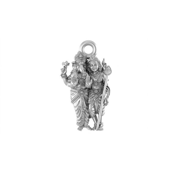 Sterling Silver (92.5% purity) God Kartikeya Pendant for Men & Women Pure Silver Lord Locket for Good Health & Wealth INCLUDING Silver Chain