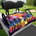 thumbnail image 3 of Bulopur Hawaii Golf Cart Seat Covers Palm Tree Golf Cart Seat Towel Blanket with 4 Front Pockets& Nonskid Bottom Fits for EZGO, Yamaha, Club Car, 3 of 8