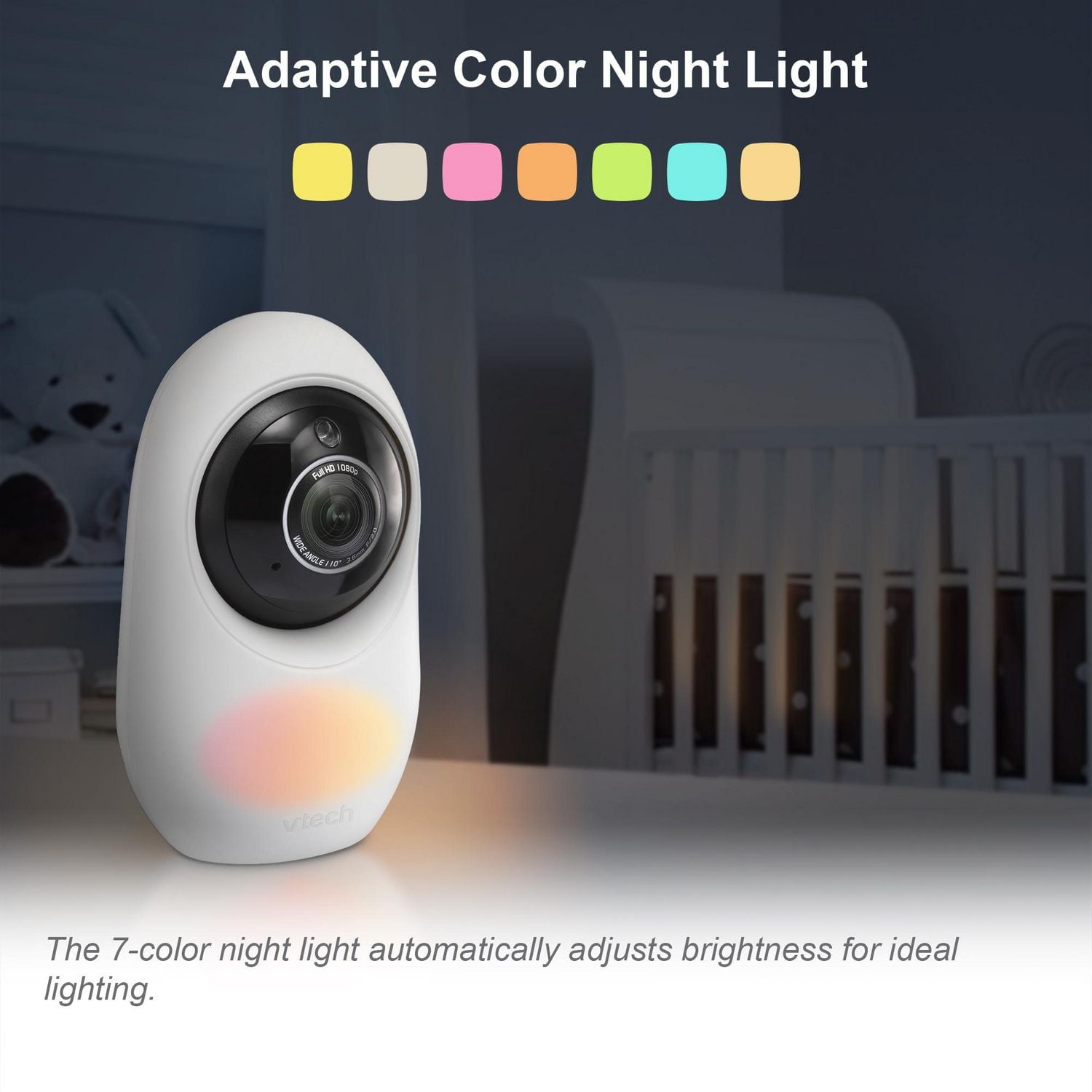 VTech RM2751 1080p Smart WiFi Remote Access Video Baby Monitor with Super-slim 2.8” Display, Night Light, (White), RM2751