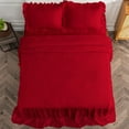 thumbnail image 4 of 4 Piece Long Ruffle Sheet Set, 20" Inch Long Ruffle On Corner Of The Flat Sheet, 18 Inch Deep Pocket, 100% Egyptian Cotton, 800 TC, Twin XL Size, Solid Blood Red, 4 of 9