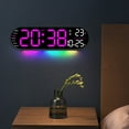 thumbnail image 4 of YOHAVEN Large Digital Wall Clock 13.7" with Date Temperature Auto DST Night Light Remote Control, RGB LED Display Alarm Clock for Bedroom Living Room Office Gym Kitchen Decor, 4 of 6