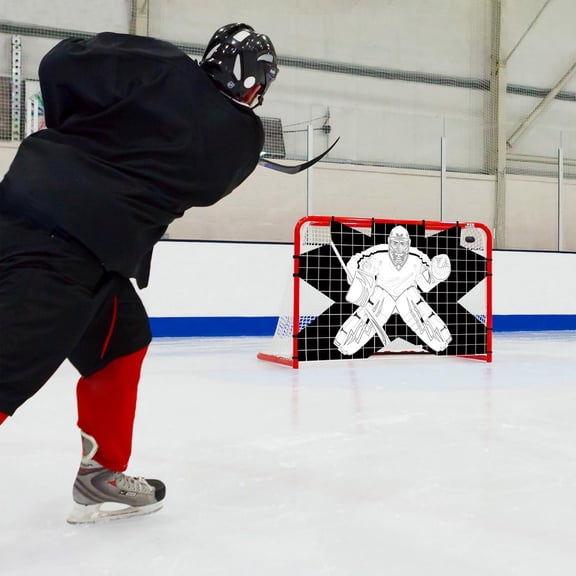 Moonsky Street Hockey Shooting Target - 4x6ft Goalie Practice Net with Target Zones, Improves Shot Accuracy for Ball & Puck Hockey Black 1PC