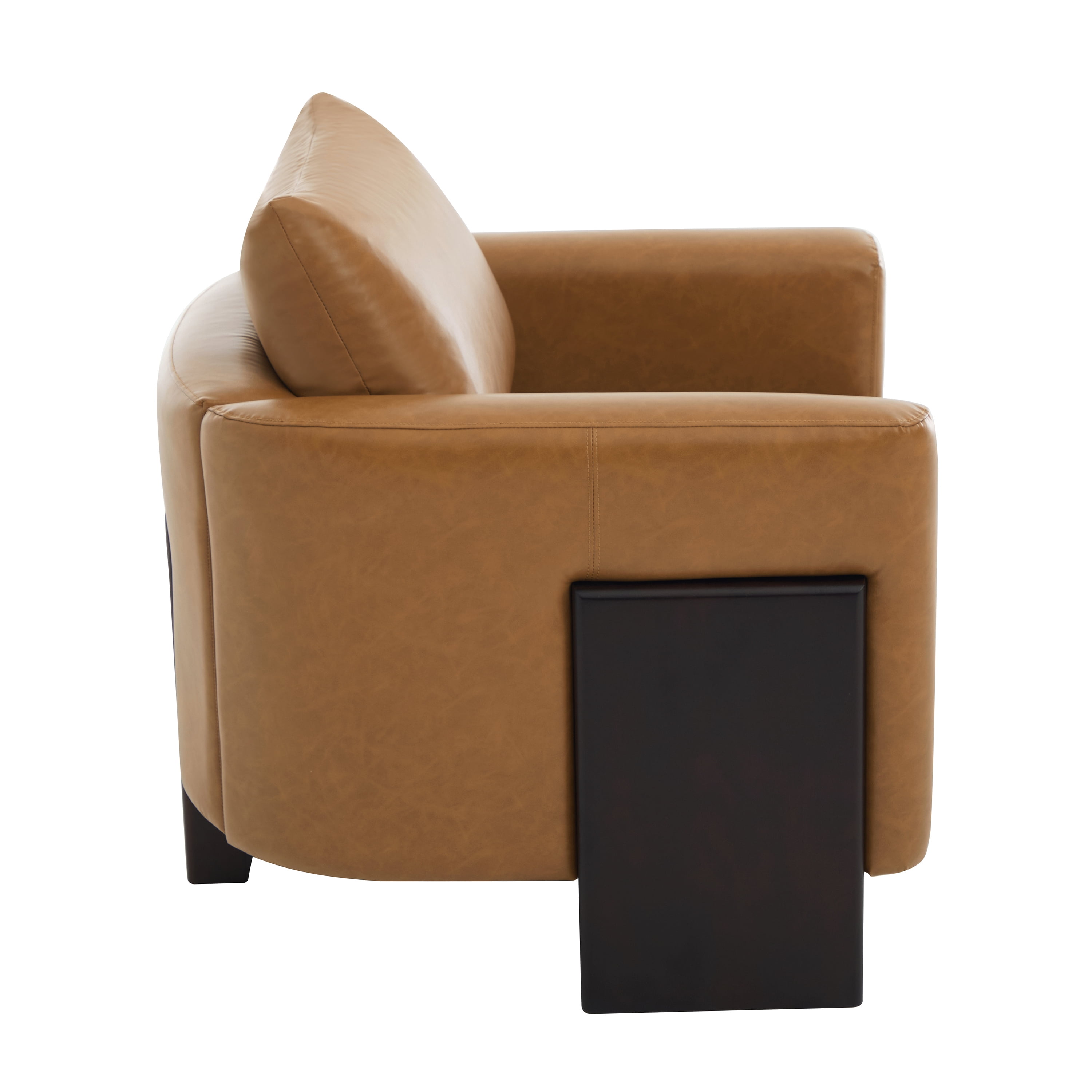 Euroco Mid Century Modern Accent Chair,Upholstered Armchair Single Sofa with Rubber Wood Legs,Comfy Reading Chair for Bedroom, Living Room,Office,Brown