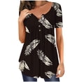 thumbnail image 1 of Pompotops Mode Blouse d'Été pour Femmes Col en V Dentelle Manches Courtes Aguichant, 1 of 9