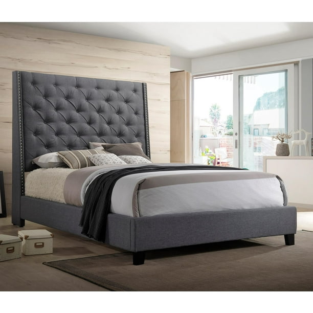 1pc Grey Color Elegant Contemporary, What Color Furniture With Gray Headboard