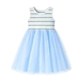 thumbnail image 3 of HILEELANG Toddler & Little Girls Striped Ribbed Tulle Dress, Light Blue Sleeveless Summer Sundress, 2T-7T, 3 of 10