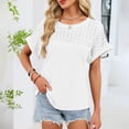 thumbnail image 6 of ManxiVoo Women Lace Trim Tee Round Neck Short Sleeve Blouse in A Relaxed Fit for Casual Outings XXL Size White, 6 of 7