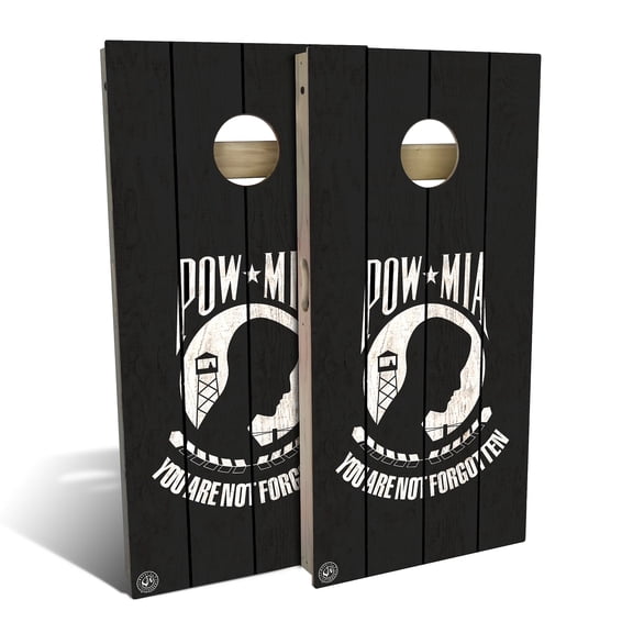 Skip's Garage | POW MIA Cornhole Board Set | Includes (2) Boards, (8) Bags & Optional Accessories