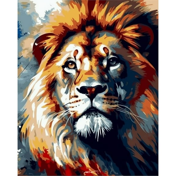 5D Diamond Painting Kits for Adults kids Beginners Paint By Diamond Set Round Full Drill Craft Diamond Art Painting Art Craft Painting Kit-lion american flag (1)