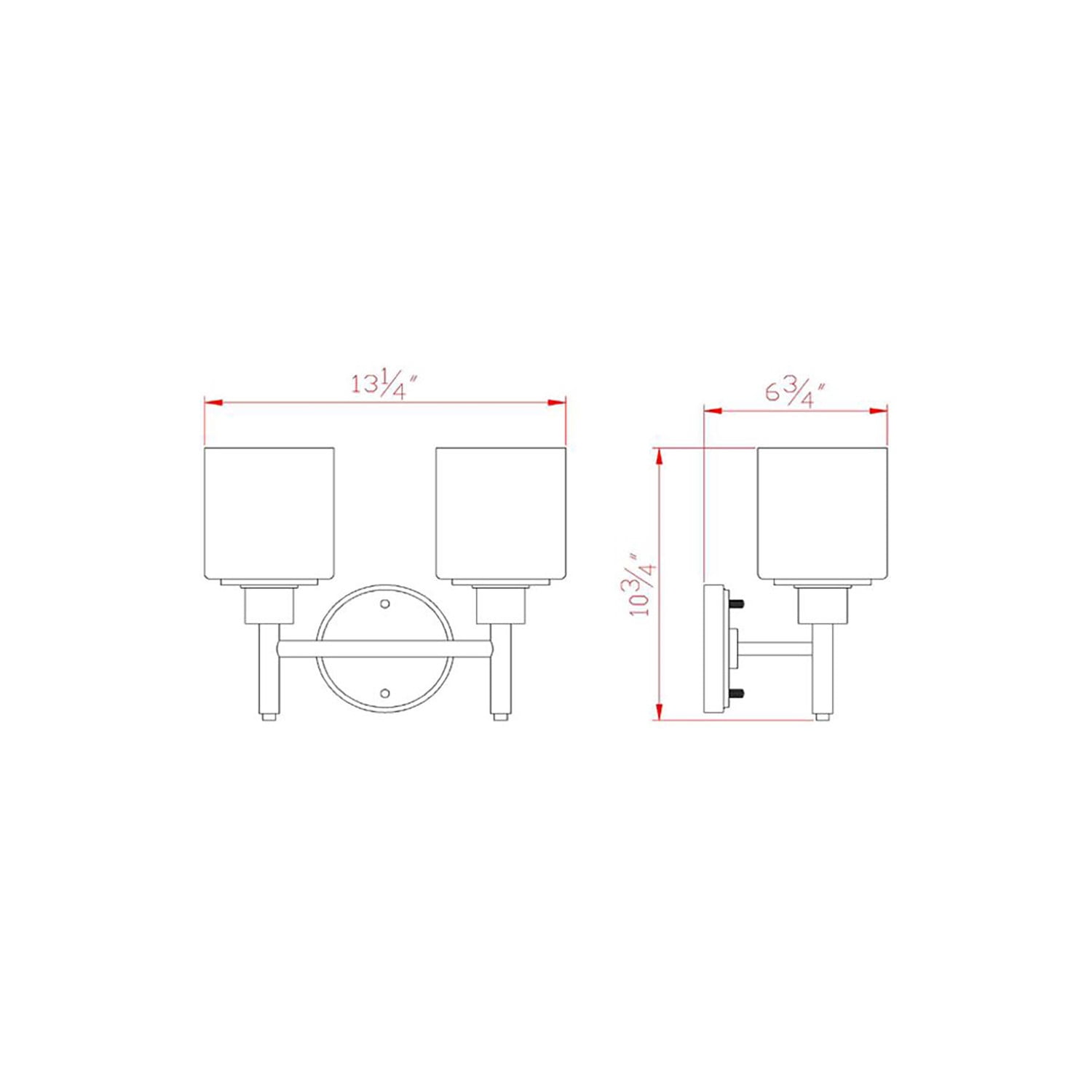 Design House Aubrey 2-Light Dimmable Indoor Wall Light with Frosted Glass Shade