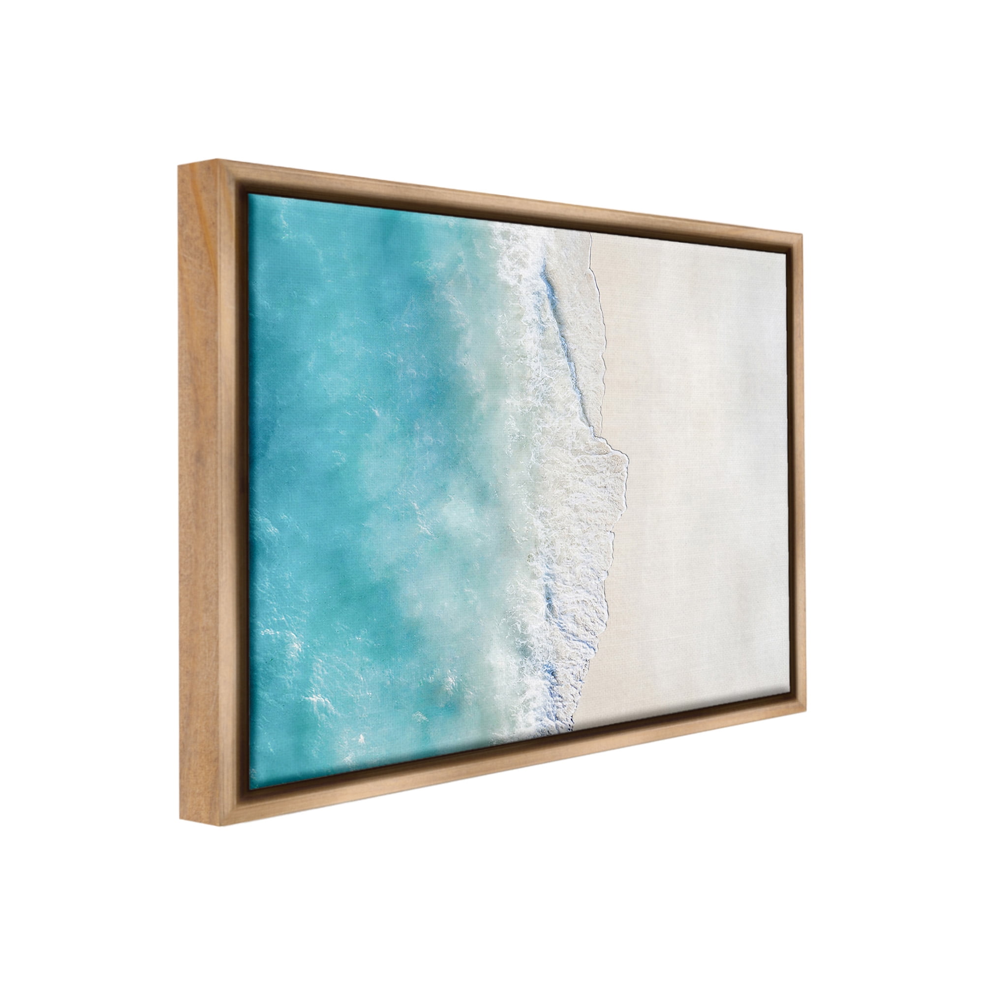 Stupell Industries Vivid Beach Aerial View Landscape Photography Brown Floater Framed Canvas Art Print Wall Art, 21 x 17