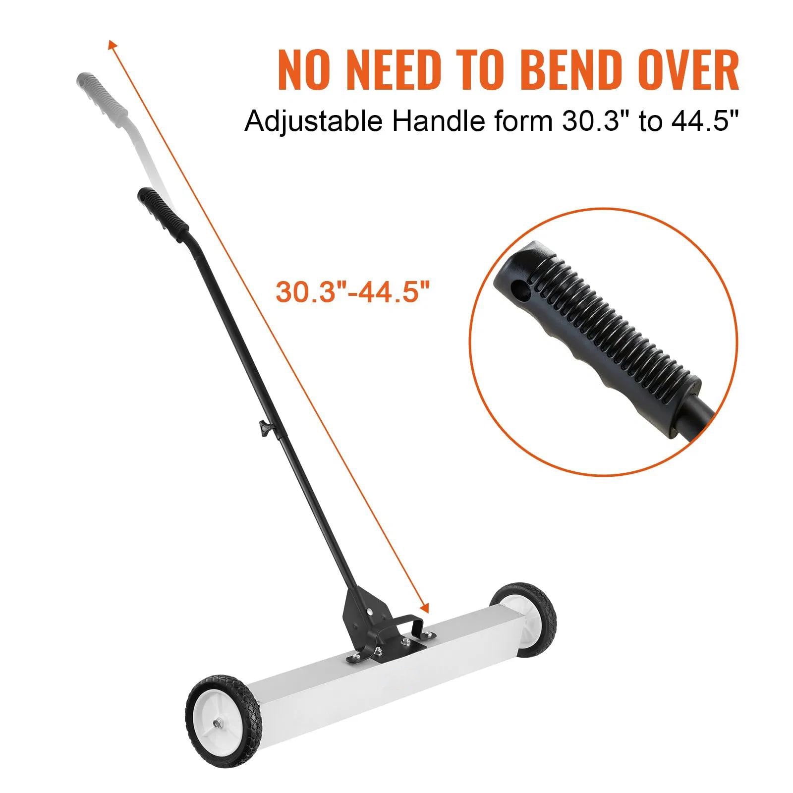 Rolling Sweeper with Wheels,Push-Type Pick Up Sweeper, 24-inch Large Pickup Lawn Sweeper with Telescoping Handle, Easy Cleanup of Workshop Garage Yard