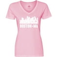thumbnail image 3 of Inktastic Boston Massachusetts City Skyline with Grunge Women's V-Neck T-Shirt, 3 of 5