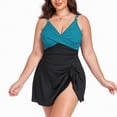 thumbnail image 6 of mgoYE Women Swimsuits Tummy Control One Piece Swimdress Swimsuits for Women Tummy Control Swim Dresses Skirt Bathing Suit(Blue,L), 6 of 7