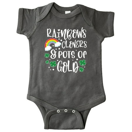 

Inktastic St .Patrick s Day Rainbows Clovers & Pots of Gold Gift Baby Boy or Baby Girl Bodysuit