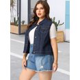 thumbnail image 4 of Women Plus Size Chest Pockets Single Breasted Denim Vest Dark Blue 2X, 4 of 6