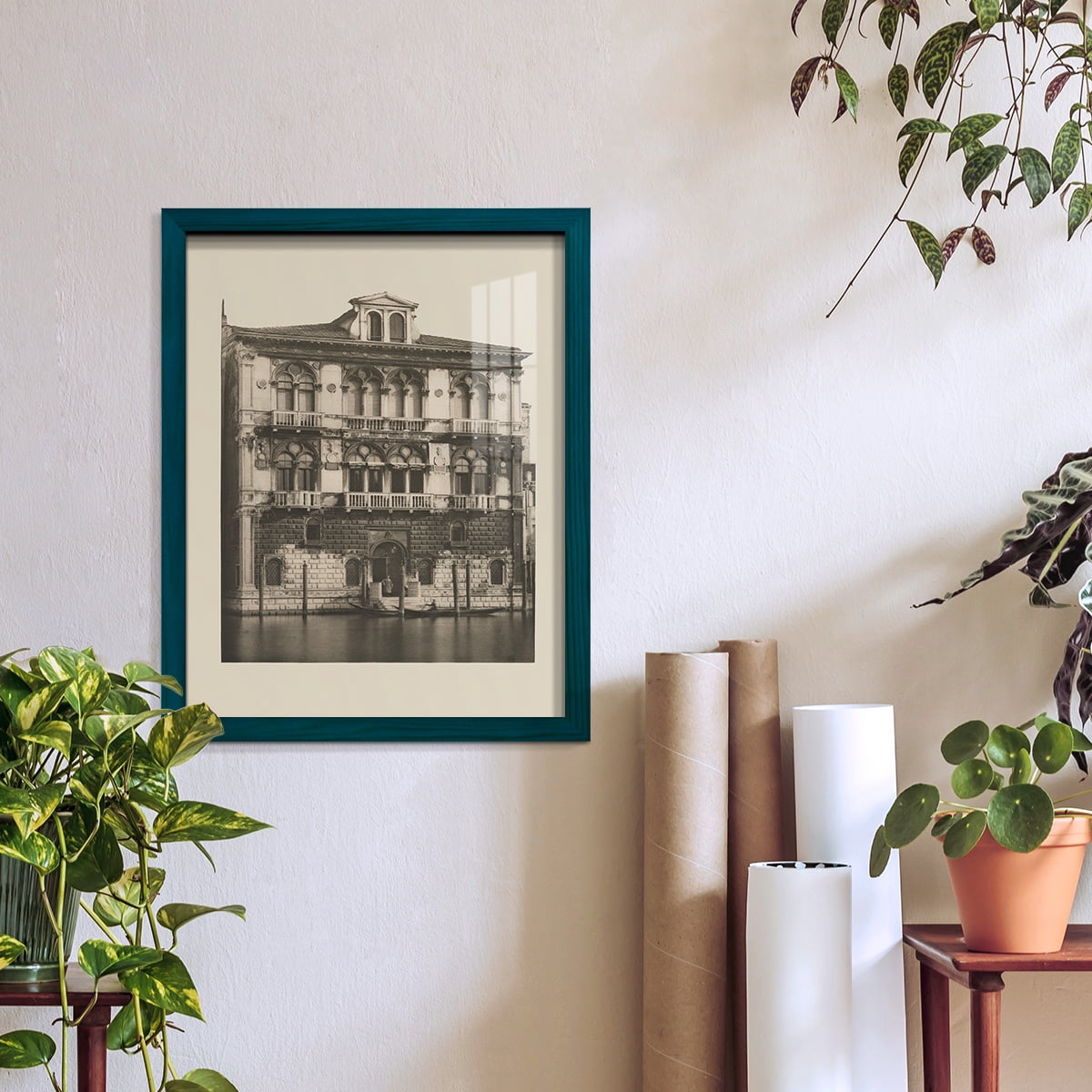 Vintage Views of Venice II - Framed Print w/glass - Ocean Blue