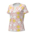 thumbnail image 2 of Goofa Rabbit And Chick Pattern Womens Deep V Neck Low Cut Tops Casual Summer Short Sleeve Ribbed Knit T-Shirts-X-Large, 2 of 5