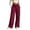 Burgundy, variant on ZToonmas Solid Vertical Seam Split Hem Wide Leg Pants for Women Drawstring Elastic Waist Loose Full Length Casual Pants with Side Pockets