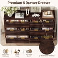 thumbnail image 6 of KeyWhat Fluted Dresser for Bedroom, Modern Wooden 6 Drawer Dresser, Storage Cabinet Chest of Drawers for Living Room, Dark Walnut, 6 of 8