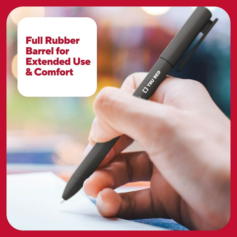 TRU RED™ Quick Dry Gel Pens, Fine Point, 0.5mm, Black, Dozen