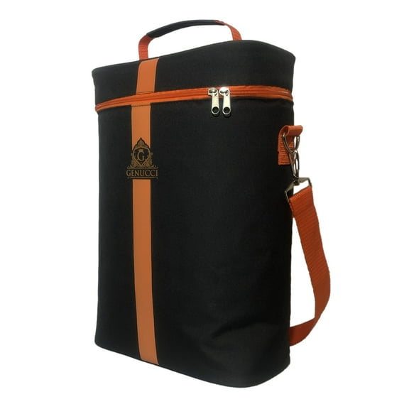 Genucci Three bottle Leakproof Wine Cooler and Picnic Bag (Black) Tote for hiking, camping, beach parties, picnics, Spring, Summer, Fall